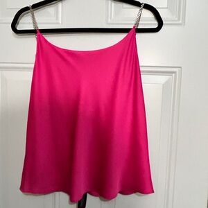 New NWT Top Camisole  Pink Satin with Silver Metal Chain Straps